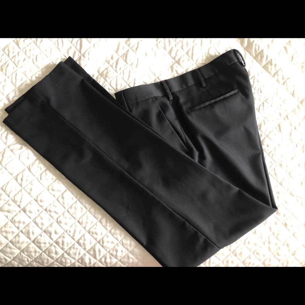 Black flat front dress pants